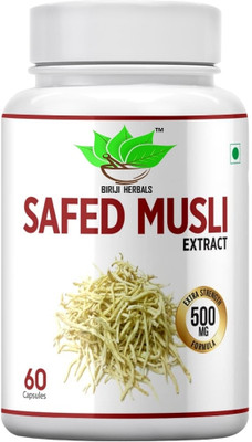 BIRJI HERBALS AYURVEDIC SAFED MUSL1 EXTRACT 60veg capsules pack of 1(60 Capsules)