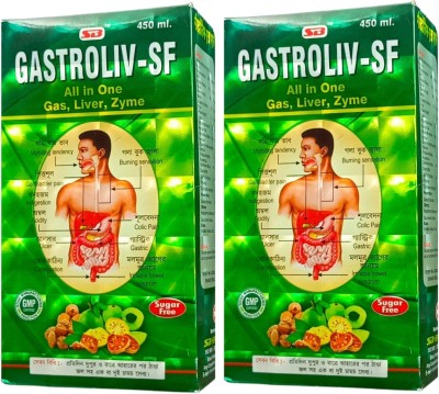 HERBSHD GASTROLIV-SF Syrup | Gas & Acidity Relief | Supports Liver Health & Digestion(Pack of 2)