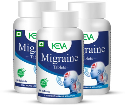 KEVA Migraine Tablet For Relief From Migraine, Headache & Stress | Induces Sleep(Pack of 3, 180 Tablets)