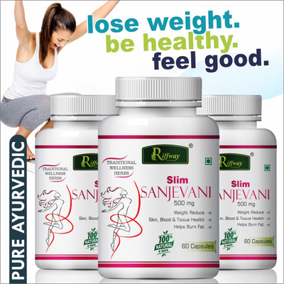 Riffway Sanjevani Herbal Tablets | Weight Loss Capsule For Block Fat(Pack of 3, 180 Capsules)