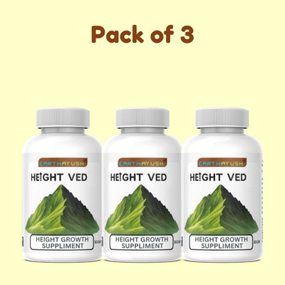earthayush HEIGHT VED / HEIGHT GROWTH SUPPLIMENT / HEIGHT GAIN / 30 CAP / PACK OF 3(Pack of 3, 30 Capsules)