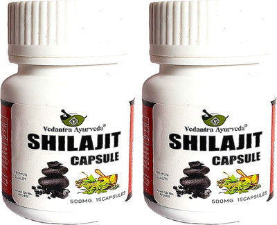 VEDANTRA AYURVEDA Shilajit Capsules With Ashwagandha and Giloy For Strength, Power & Stamina(Pack of 2, 30 Capsules)