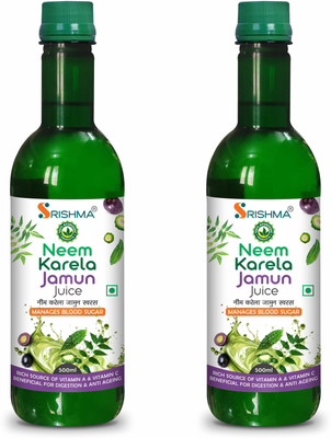 Srishma Neem Karela Jamun Juice | Controls Blood Sugar Levels - 500ml x 2 (Pack of 2)(Pack of 2, 1000 ml)