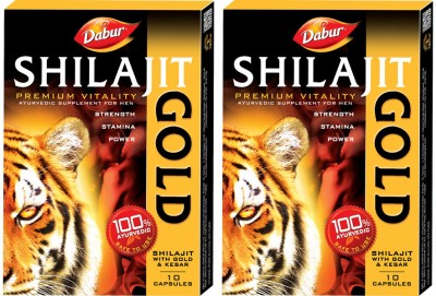 Dabur Shilajit Gold 10 Capsule-PK-2 Strength, Stamina,Power|Men(Pack of 2)