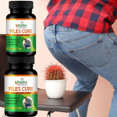 Siddha cure Piles Cure Capsules Ayurvedic Relief From Pain Bleeding & Constipation(Pack of 2, 50 Capsules)