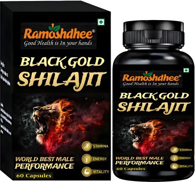 Ramoshdhee Shilajit Gold 60 Cap Strength Stamina Power Performance Energy