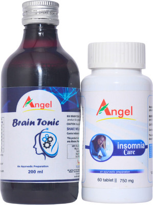 Angel Ayurveda Stress & Insomnia Combo – 200ml Brain Tonic + 60 Tablets Relief from Anxiety(Pack of 2, 60 Tablets, 200 ml)