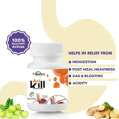 Hashmi Pharmacy AciKill Capsule Helps in Removes the Stomach Gas, Acid Burning and Indigestion(20 Capsules)