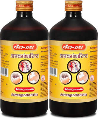 Baidyanath Ashwagandharishta | Helps to handle Physical, Mental & Emotional Stress & Anxiety | Improves overall health & restores Strength |(Pack of 2, 450 ml, 450 ml)