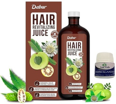Dabur Hair Revitalizing Juice - 1L for Hair Growth With Leaf Ashwagandha 20Tablets(Pack of 2, 1 L, 20 Tablets)