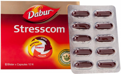 Dabur Stresscom Ashwagandha Capsules for Improving Immunity(Pack of 6, 60)