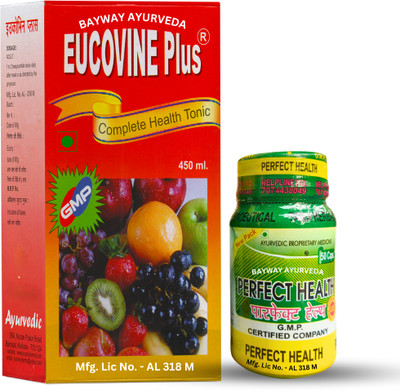 BAYWAY AYURVEDA Eucovine Plus & Perfect Health: Boost Your Health with Multivitamins(Pack of 2, 450 ml, 50 Capsules)
