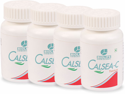 Bio Skylife Calsea-C Tablets: Calcium + Vitamin D3 for Bone Health(Pack of 4, 240 Tablets)