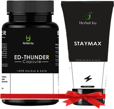Herbal Joy Ed Combo Pack for Men - Capsules and Gel(Pack of 2, 60 Capsules)
