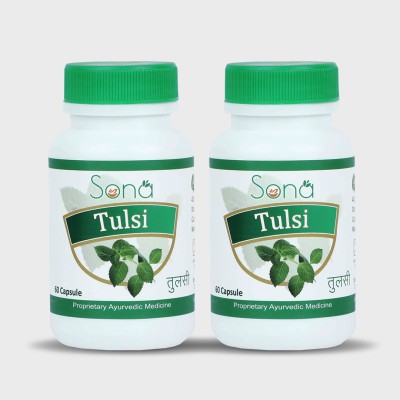 SONA HEALTH CARE Tulsi Pure Extract 500mg Immunity Booster help in Cough & Cold-60Capsule(Pack of 2)