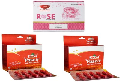 JOLLY VASEER ANTI PILES CAPSULES 30 PCS PACK OF 2 WITH ROSE BATHING SOAP 100 GM(Pack of 3)