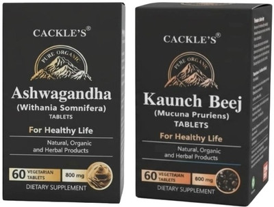Cackle's Ashwagandha Tablet 800mg & Konch Beej 800mg; 60 Tablets each(Pack of 2, 60 Tablets)
