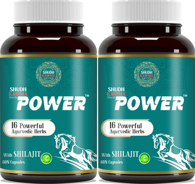 Shudh Kaama Power with Original , Ashwagandha & Gokhru for Strength Stamina Vitality(Pack of 2, 120 Capsules)