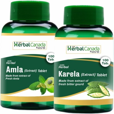 Herbal Canada Amla (100 Tablets) + Karela (100 Tablets) | Healthy Combo Pack(Pack of 2)
