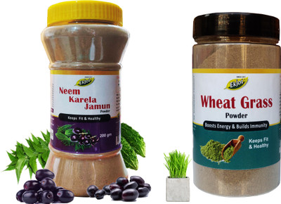 Ekjot Neem Karela Jamun Powder (200g) & Wheatgrass Powder (100g) | Combo Pack(2 x 100 g)