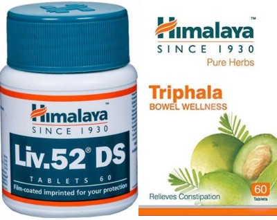 HIMALAYA Liv.52 DS Tablet (1 Pack) and Triphala for Bowel Wellness (1 Pack)(Pack of 2)