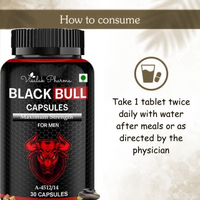 visalak pharma Black Bull Capsules for Men-For Better Stamina, Strength & Power