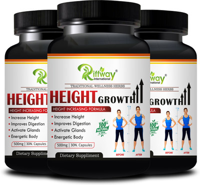 RIFFWAY International Height Growth Natural: Pill Height Capsule For Bones-Deficiency(Pack of 3, 90 Capsules)