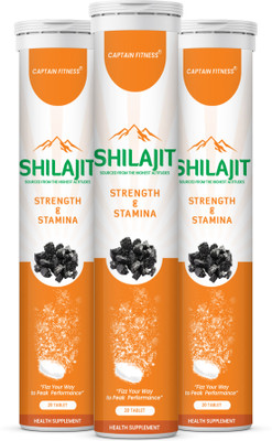 CaptainFitness Pure Shilajit Effervescent Tablets | Boost Performance and Stamina| Pack of 3(Pack of 3, 60 Tablets)