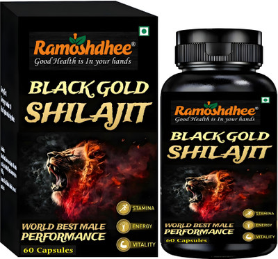 Ramoshdhee Shilajit Black Gold 60 Cap, Boosts Power In 2 Weeks |(60 Capsules)