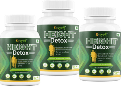 Divya Shree Height Detox Pack of 3 for Height Gain Height Increasing & Growth Bones Increase(30 Capsules)