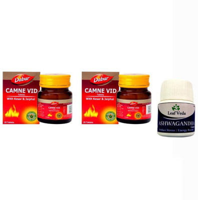 Dabur Camne Vid With Kesar&Jailphal With Leaf Ashwagandha 15 Tab(Pack of 3, 60 Tablets)