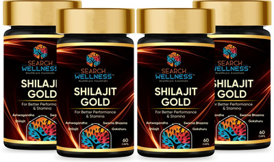 SEARCH WELLNESS Shilajit Gold 60 Capsules Helps in boosting Strength, Stamina For Women & Men(Pack of 4, 240 Capsules)
