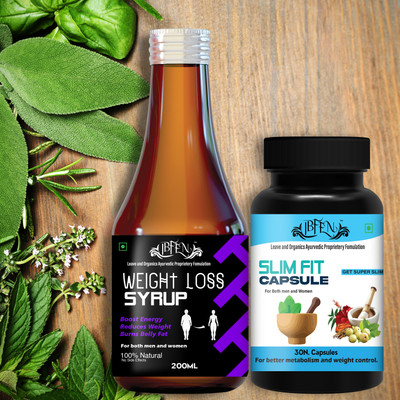 IBFEN Slim Fit Rapid 6X Weight Loss Capsule & Syrup Combo For Fat Melting_ Men Women(Pack of 2, 30 Capsules)