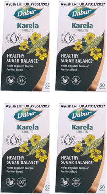 Dabur Karela Tablets (60 tablet) For Healthy Sugar Balance(Pack of 4, 240 Tablets)