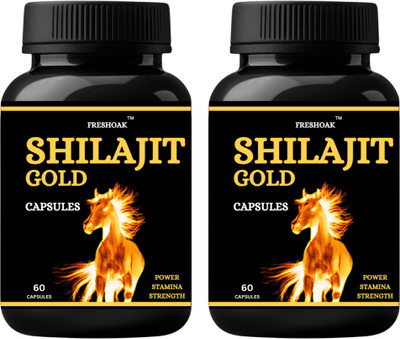 freshoak PURE NATURAL & HERBAL SHILAJIT GOLD CAPSULES 500MG - 60 PCS | PACK OF 2(Pack of 2, 120 Capsules)