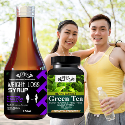 IBFEN Herbal Supports Hunger Suppressant Fat Burn | Weight Loss Capsule & Syrup Combo(Pack of 2, 30 Capsules)