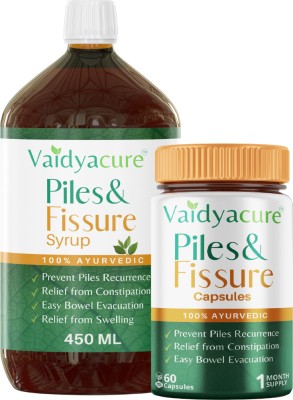 Vaidyacure Piles and Fissure Kit Pack of 60 Capsules and 450ml Syrup(Pack of 2)