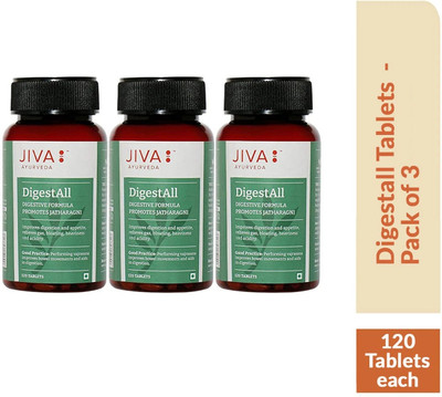 JIVA Digestall Tablets - Relief from Indigestion-120 Tablets Each(Pack of 3, 120 Tablets)