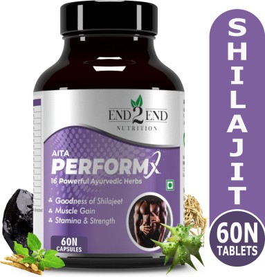 End2End Nutrition PerformX with Pure Shilajit for Strength, Stamina & Vitality | 16 Herbs - 60 Cap