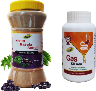 Ekjot Neem Karela Jamun Powder (200gm) + Gas Ki Fakki Churan (100g) | Combo Pack(Pack of 2)
