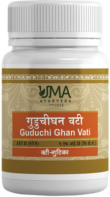 Uma Ayurveda Guduchi Ghan Vati 80 Tab Useful in Deficiencies Digestive Health(Pack of 2, 80 Tablets)