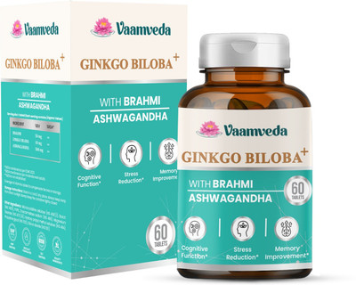 Vaamveda Ginkgo Biloba Capsules,Brahmi Ashwagandha Ginkgo Biloba Extract Capsules for Men(60 Tablets)