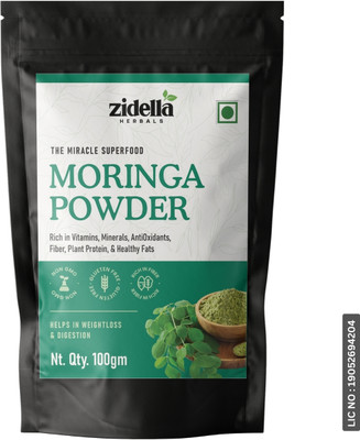 Zidella Moringa Powder 100 gram|Drumstick Leaf Powder|Natural Multi-vitamin|Anti-Oxidant(100 g)