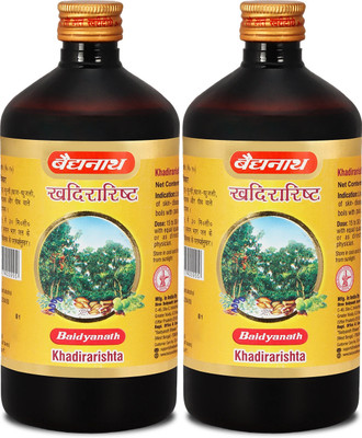 Baidyanath Khadirarishta -an Ayurvedic Formulation | Helps in Blood Purification, Skin and Intestinal Problems (450 ml, Pack of 2)(450 ml)