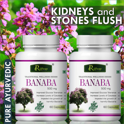 Riffway Banaba Natural: Pill Diebetes Capsule Controls Blood Sugar-Level(Pack of 2, 120 Capsules)
