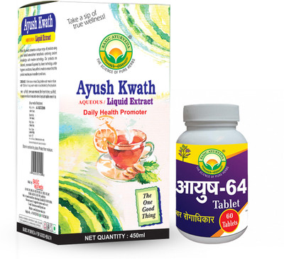 Basic Ayurveda Ayush-64 Tablet With Ayush Kwath Aqueous Liquid Extract Honey Combo Pack(Pack of 2, 60 Tablets, 450 ml)