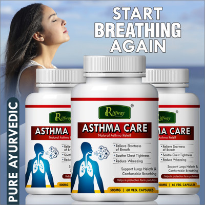 Riffway Asthama Care _ Herbal Tablets| Asthama Capsule Controls Asthametic Problem(Pack of 3, 180 Capsules)