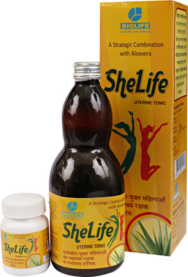 BIOLIFE SheLife Uterine Tonic with Aloevera For Women Health Protector Syrup Pack of 1(450 ml, 45 Tablets)