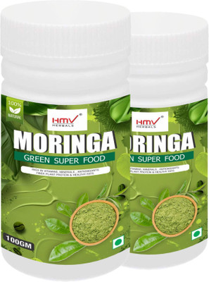 HMV Herbals Organic Moringa Powder for Men-Women (Pack of 100gm X 1) I Drumstick Leaf Powder(Pack of 2, 100 g)