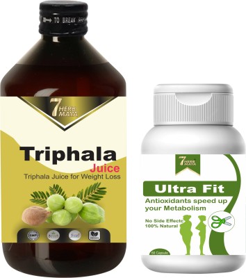 7Herbmaya triphala juice with Ultra Fit capsule Fat Burn,Cleanse & Detox,Protects Immunity Weight Gainers/Mass Gainers(500 ml, 60 Capsules, NA)